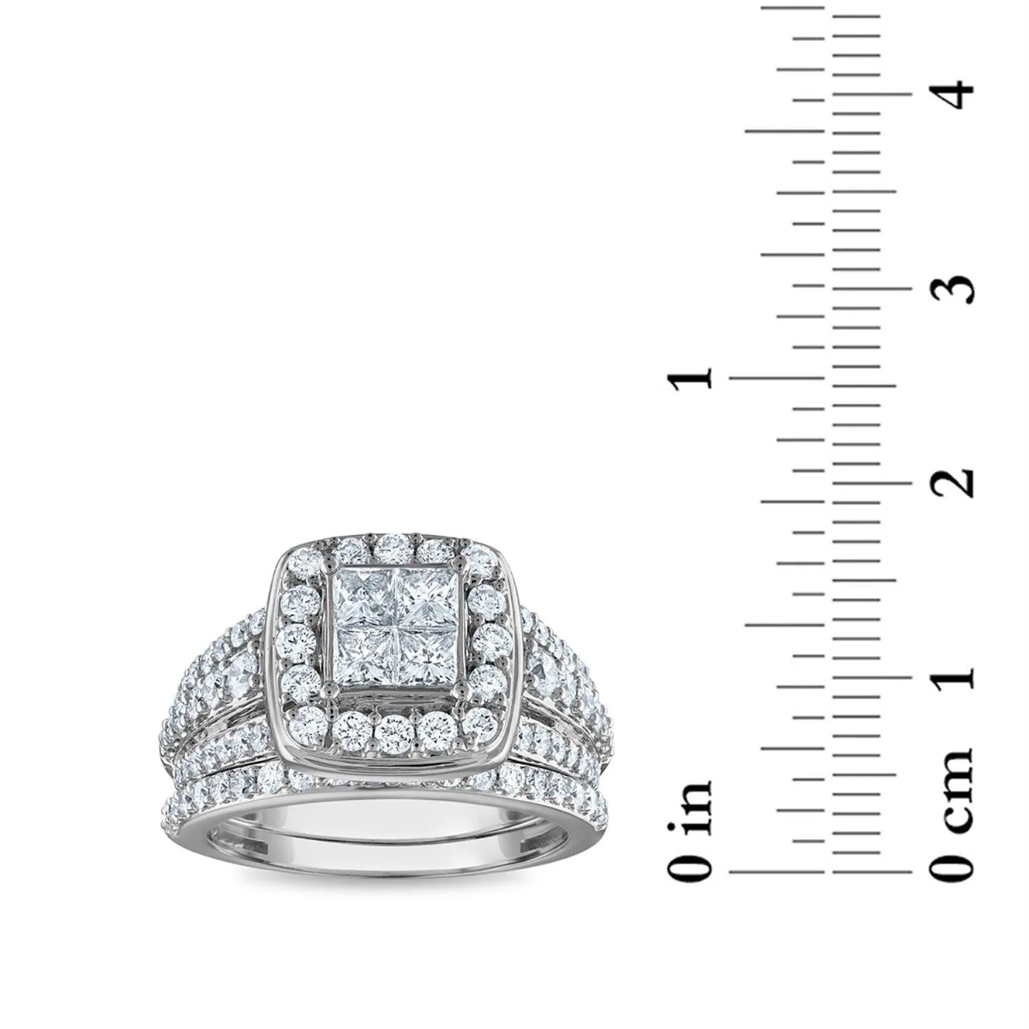 1-3/4 CTW Diamond Halo Bridal Set Ring in 10KT White Gold