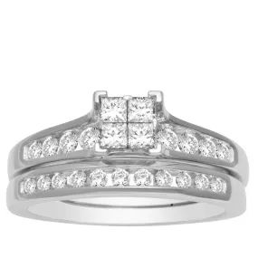 10K White Gold 1 Ct.Tw.Diamond Bridal Invisible Ring