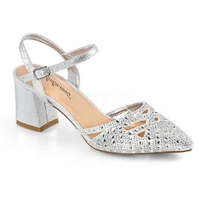 2" Heel FAYE-06 Silver Shimmering Fabric