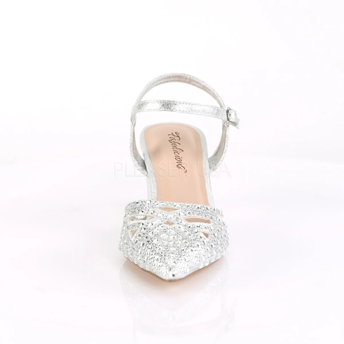 2" Heel FAYE-06 Silver Shimmering Fabric
