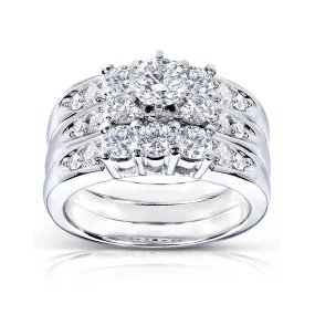 3-Stone Round Diamond Bridal Set 1-5/8ct.tw (3 Piece Set)