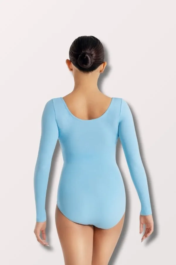 Adult Nylon Long Sleeve Leotard - Light Blue