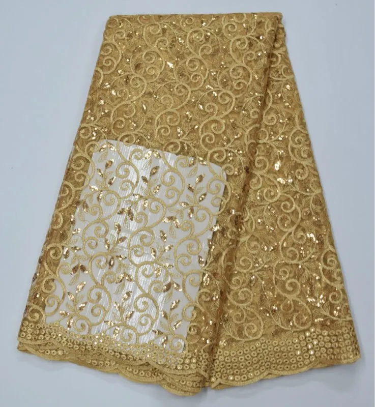 African Lace Fabric High Quality indian silk George lace fabric gold