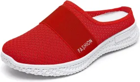 Backless Sneakers for Women Breathable Mesh Low Top Sneakers Cushion Slip-On Walking Tennis Shoes Orthopedic Lightweight Comfortable Summer Footwear Fashion Loafer Flats