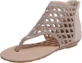Beach Sandals for Women Roman Slip on Ring Toe Flip Flop Breathable Pluse Size for Women Summer Wedding