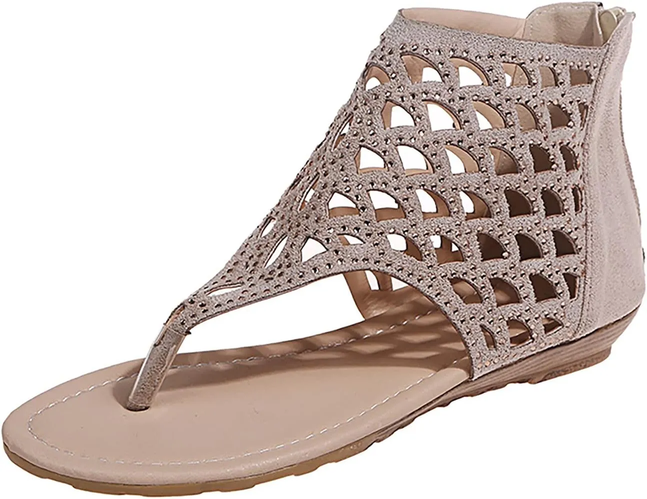 Beach Sandals for Women Roman Slip on Ring Toe Flip Flop Breathable Pluse Size for Women Summer Wedding