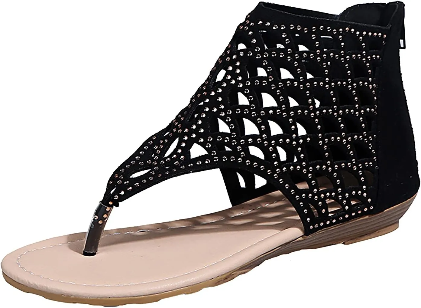 Beach Sandals for Women Roman Slip on Ring Toe Flip Flop Breathable Pluse Size for Women Summer Wedding