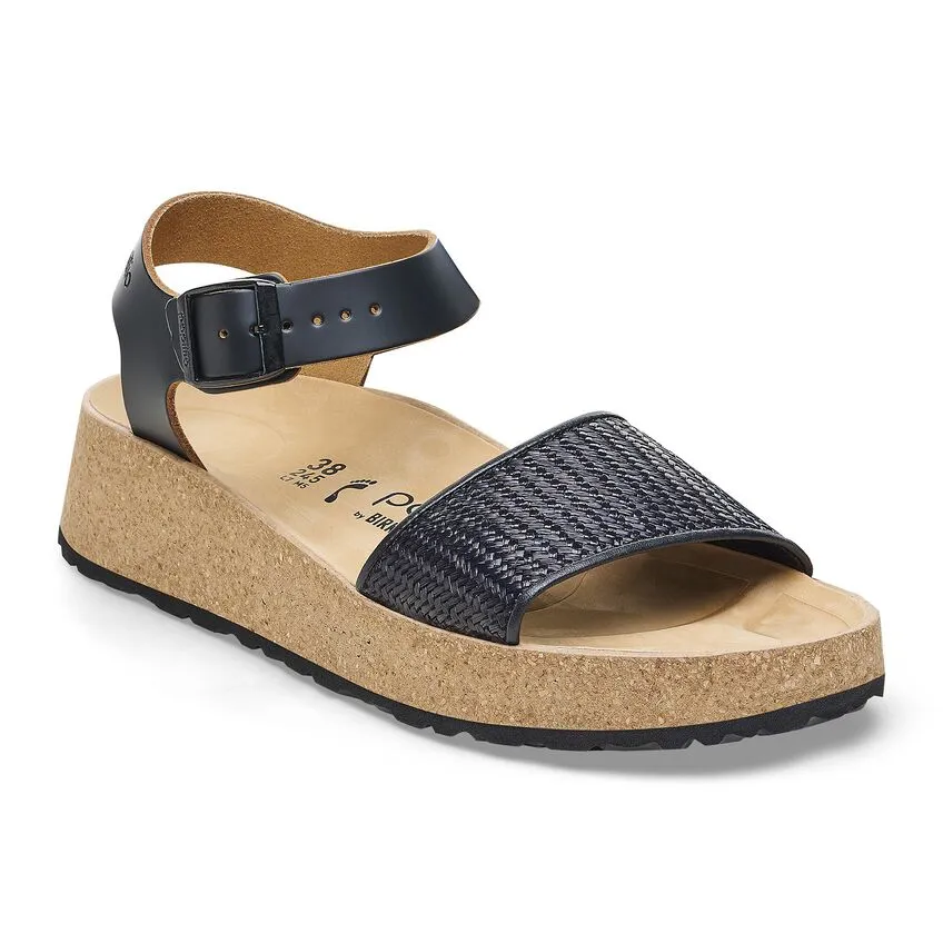 BIRKENSTOCK Women's Glenda Natural Leather-Synthetics (Black)