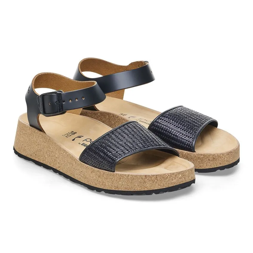 BIRKENSTOCK Women's Glenda Natural Leather-Synthetics (Black)