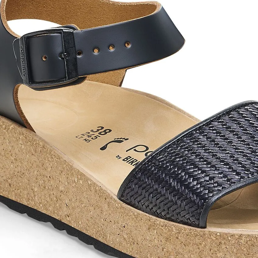 BIRKENSTOCK Women's Glenda Natural Leather-Synthetics (Black)