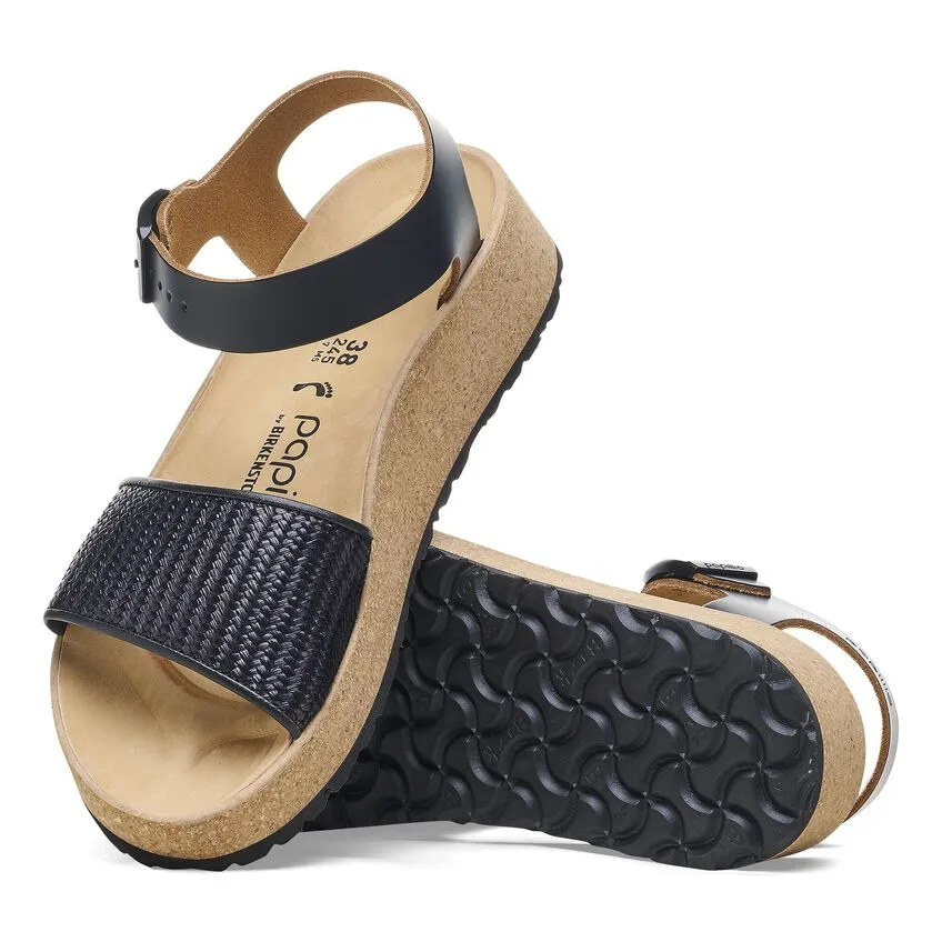 BIRKENSTOCK Women's Glenda Natural Leather-Synthetics (Black)
