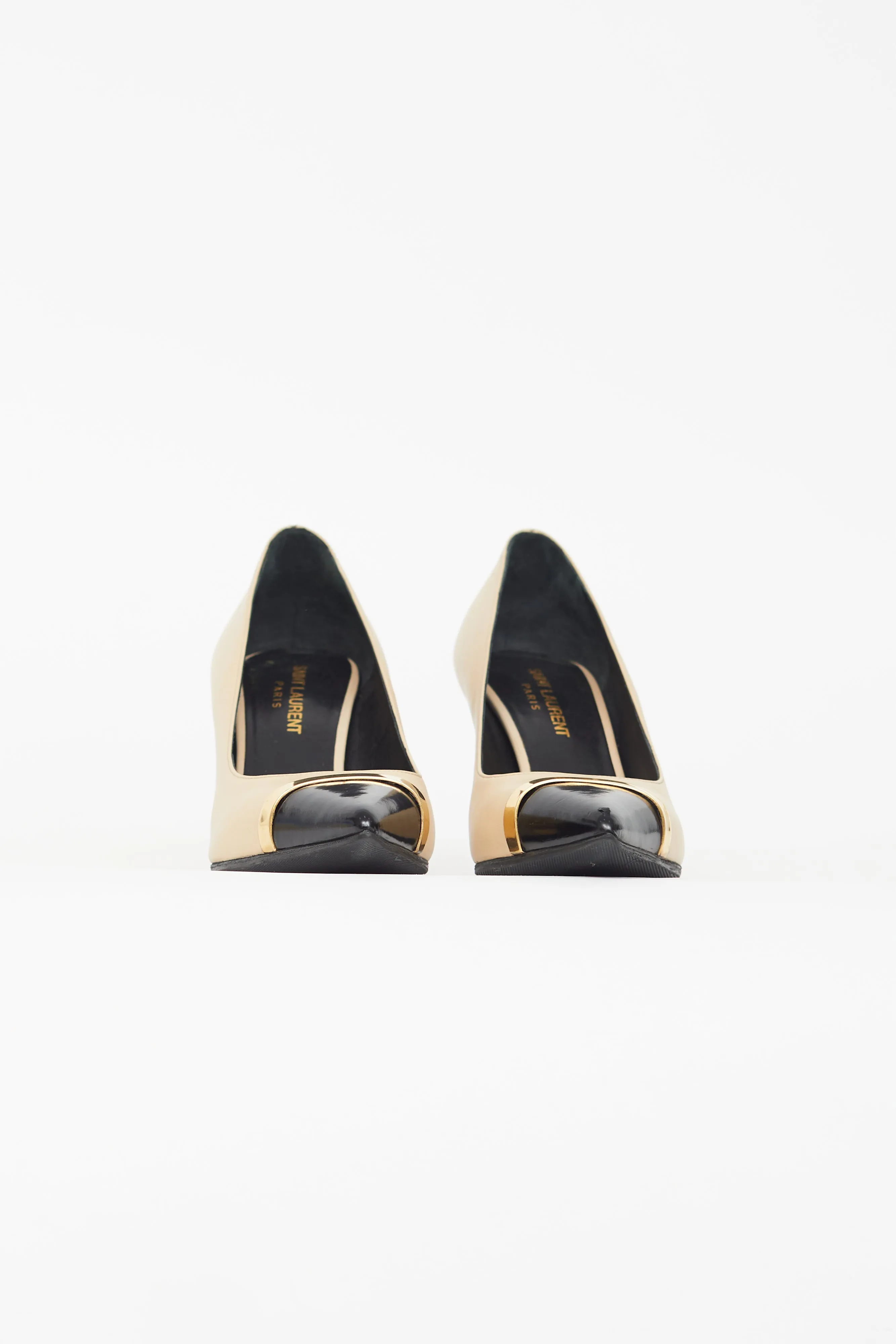 Black & Beige Escarpin Cap Toe Pump