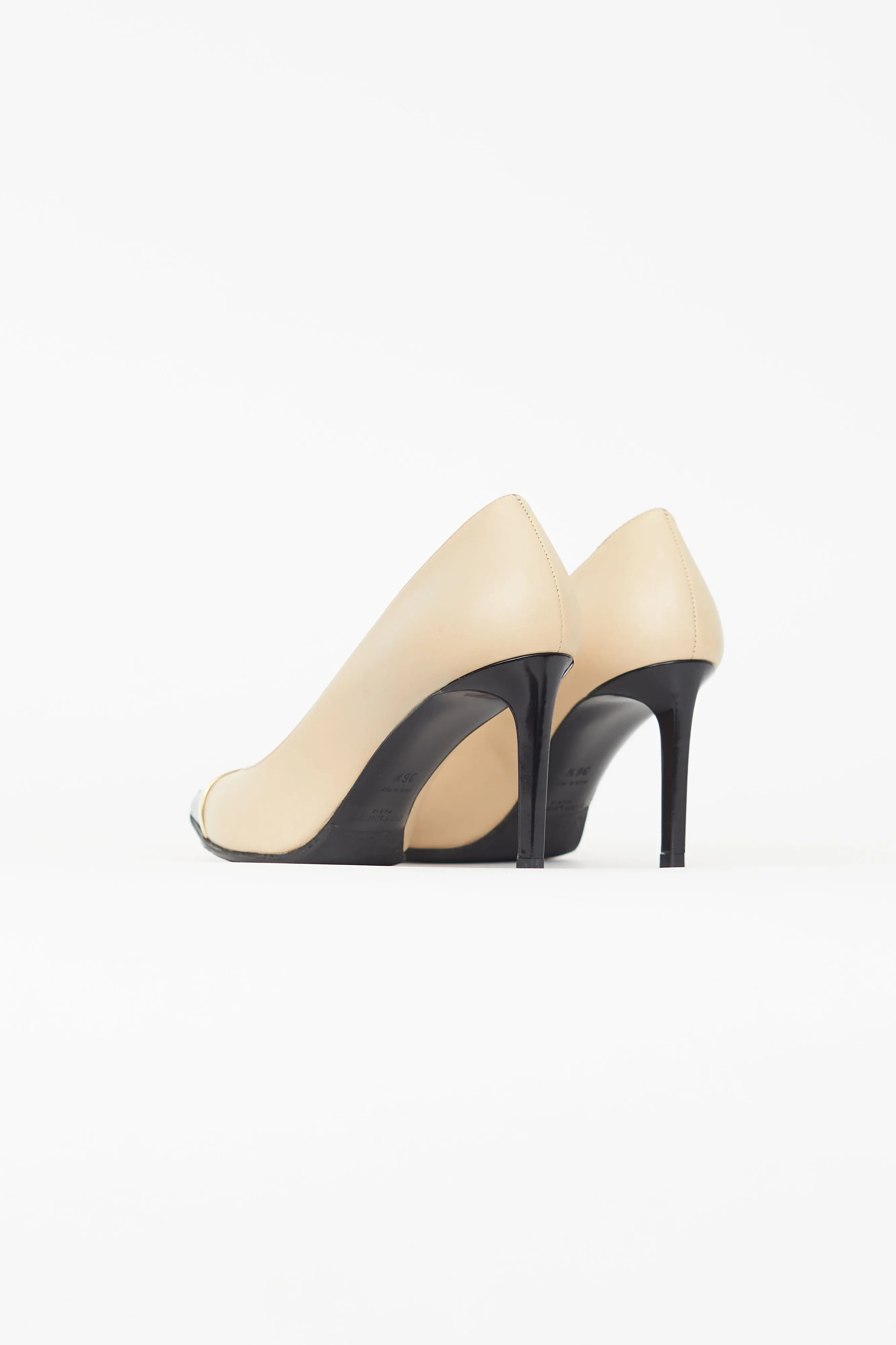Black & Beige Escarpin Cap Toe Pump