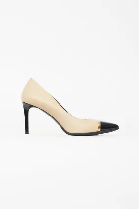 Black & Beige Escarpin Cap Toe Pump