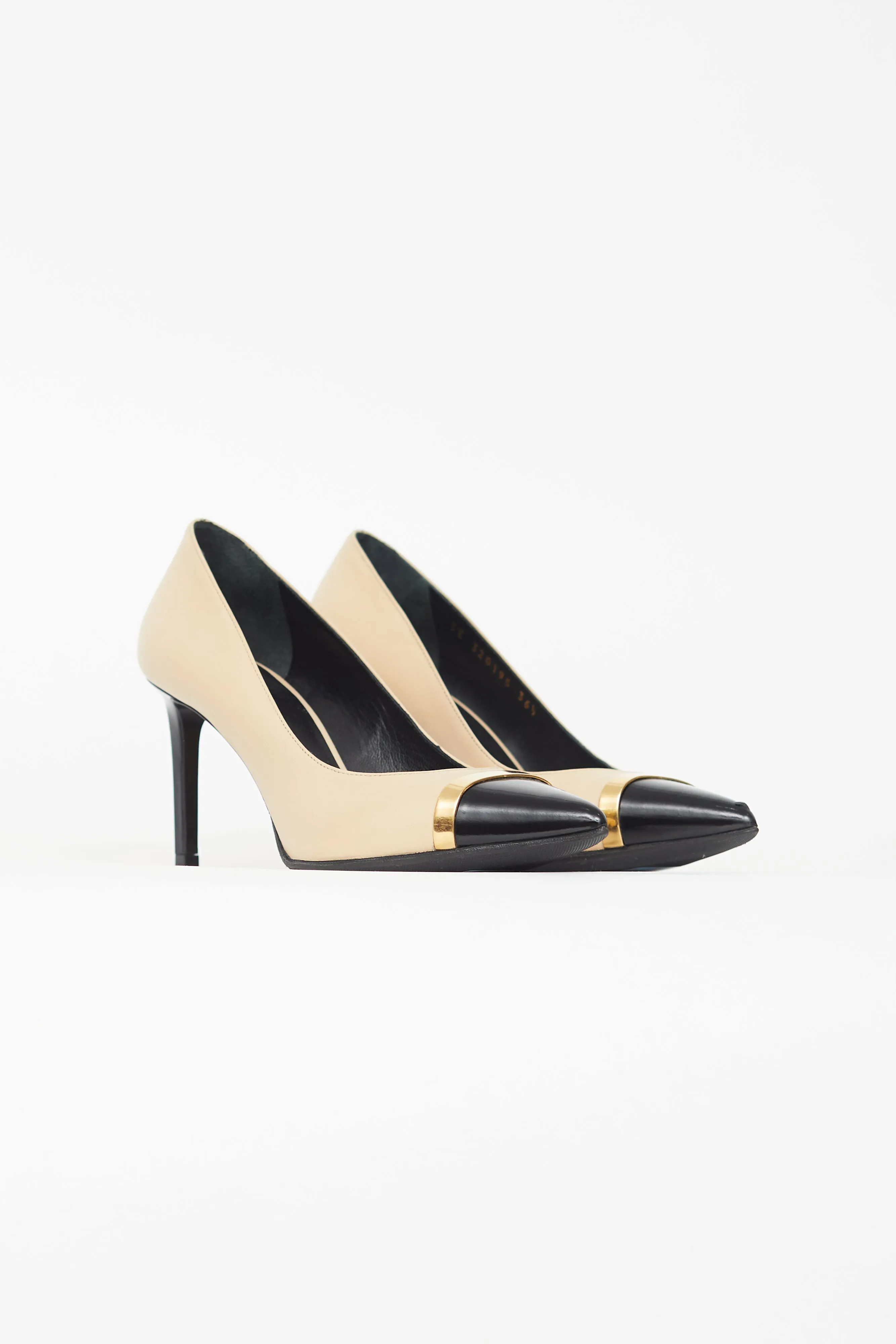 Black & Beige Escarpin Cap Toe Pump
