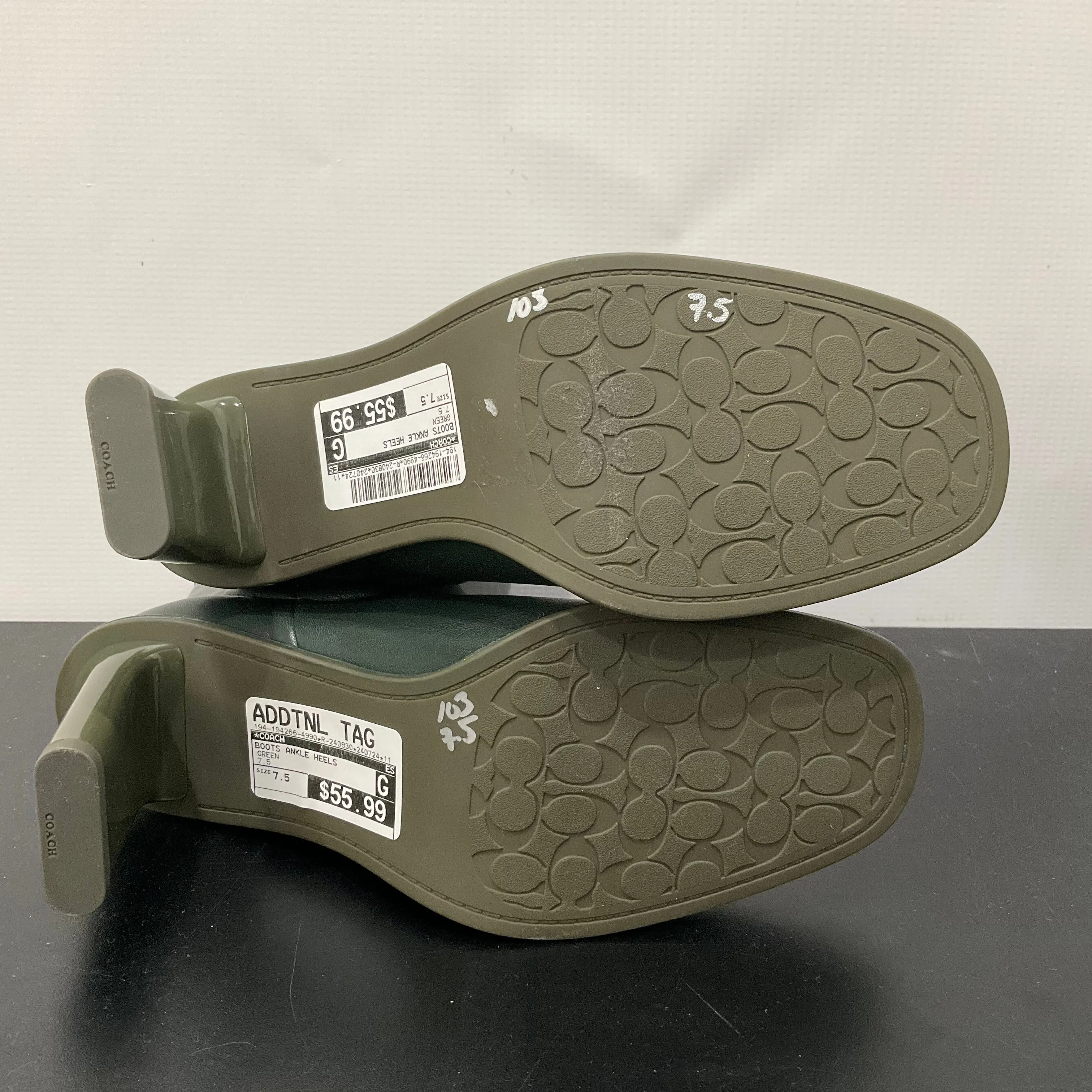 Boots Ankle Heels By Coach In Green, Size: 7.5