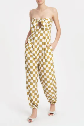 Carre Vintage Strapless Jumpsuit With Knot