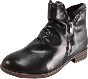 Cathalem Womens Ankle Boots Low Heel Flat Booties Chunky Stacked Pointed Toe Buckle Fall Western Dress Shoes