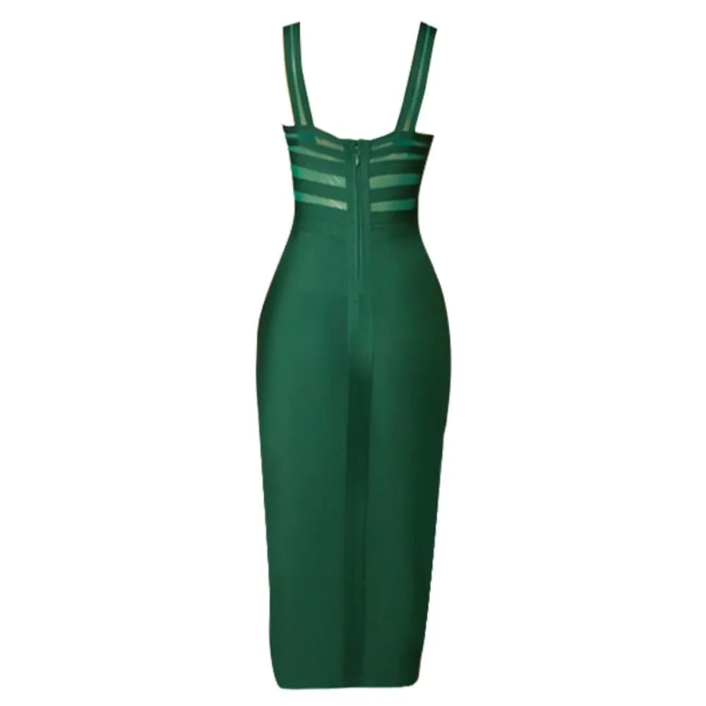 CIL Strappy Sleeveless Striped Midi Bandage Dress
