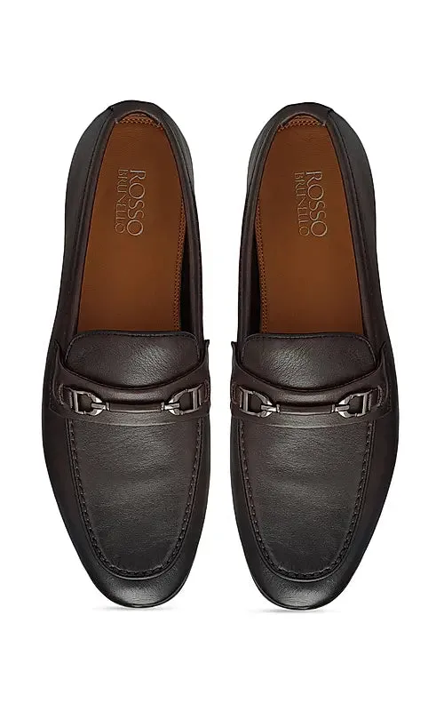 Coffee Loafers With Buckle