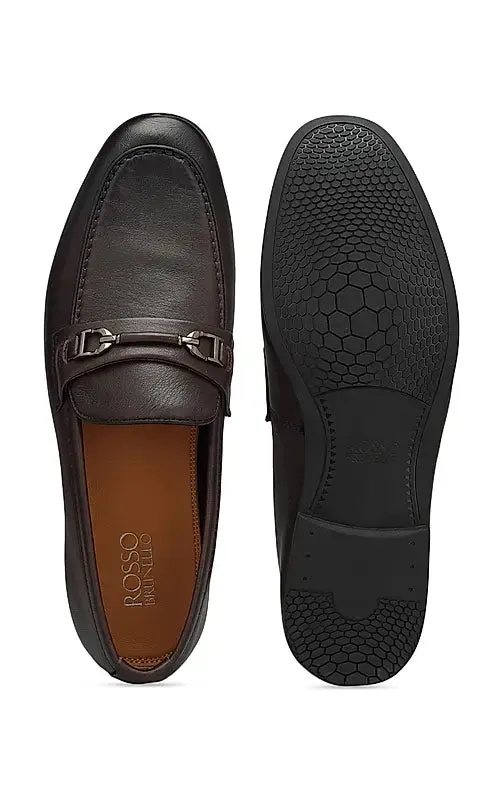 Coffee Loafers With Buckle