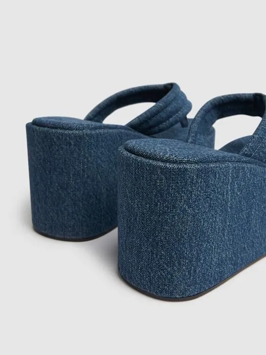 Coperni   100mm Branded denim wedge sandals 