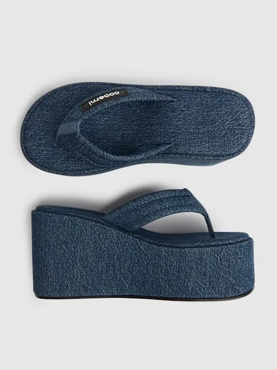 Coperni   100mm Branded denim wedge sandals 