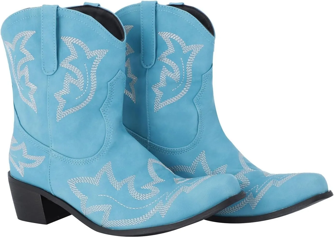 Cowboy Boots for Women Mid Calf Cowgirl Boots Western Chunky Heel Pointed Toe Low Heel Embroidered Cowboy Boots Women