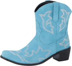 Cowboy Boots for Women Mid Calf Cowgirl Boots Western Chunky Heel Pointed Toe Low Heel Embroidered Cowboy Boots Women