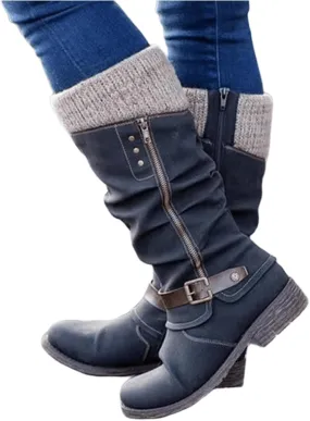 Cowboy Bo_ots for Women Wide_Calf Knee_High Cowgirl Bo_ots with Side Zipper Retro Fashion Tall Cowgirl Bo_ot for Ladies