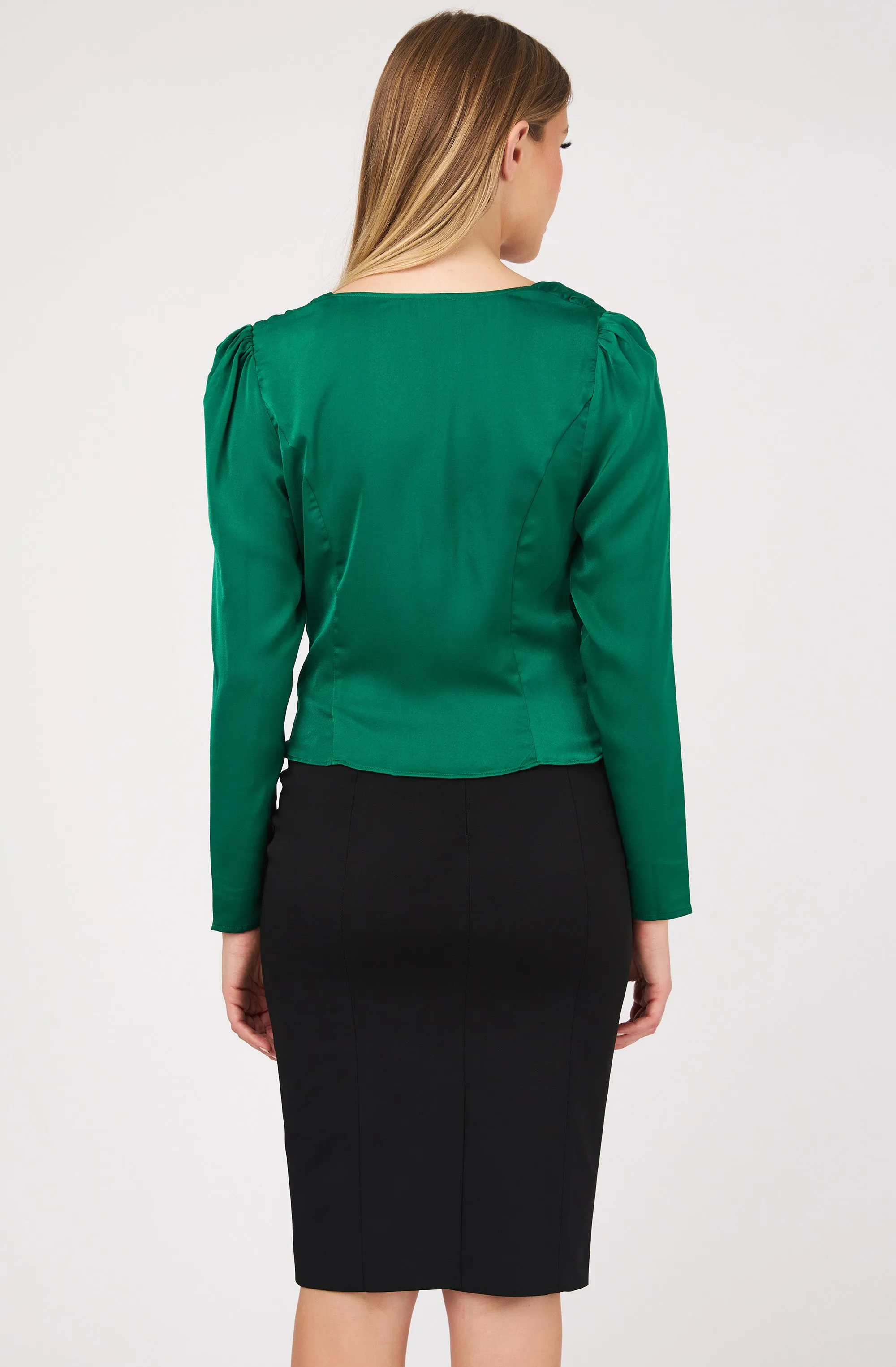 Draped neck top with knot detail