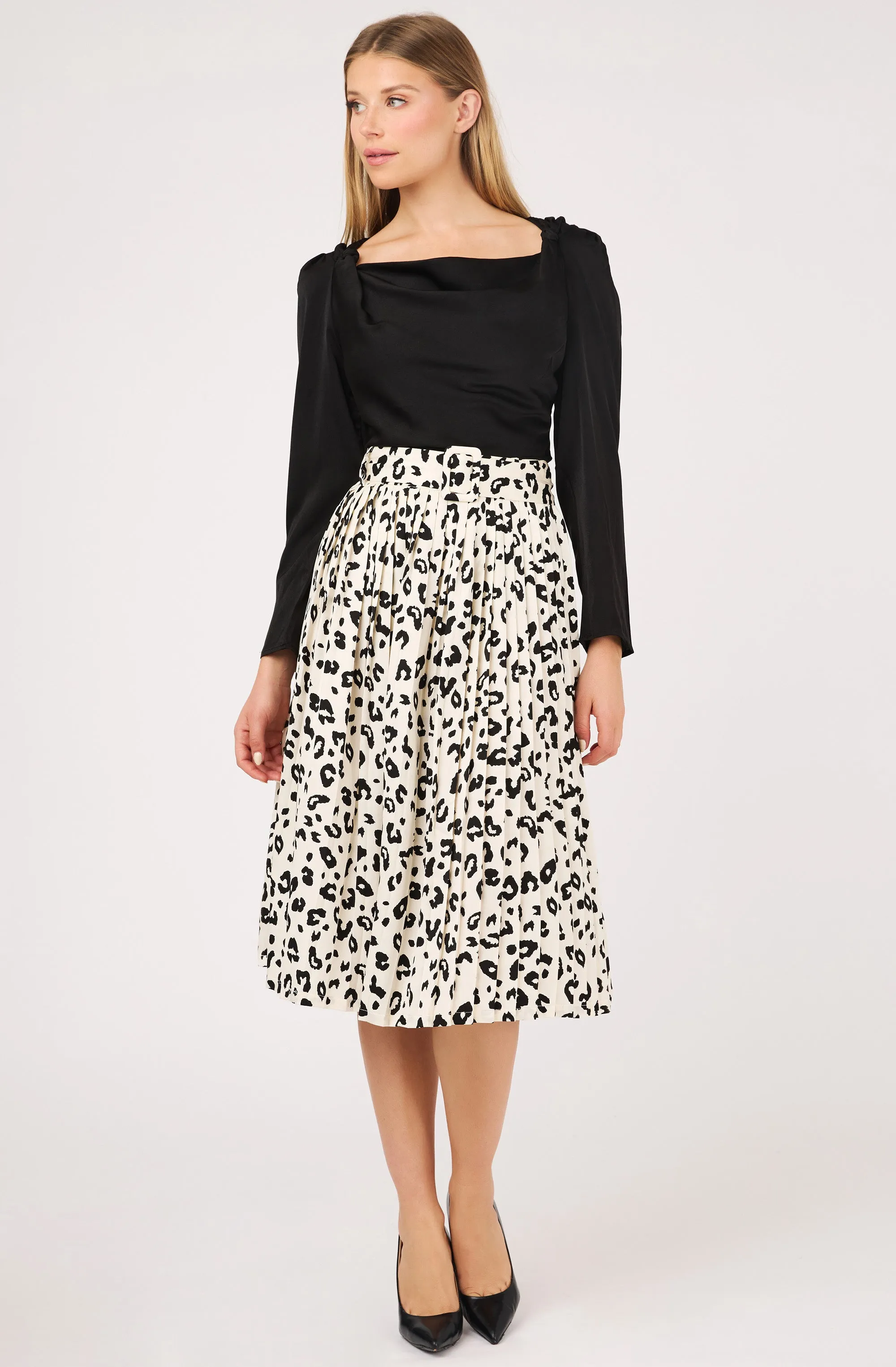 Draped neck top with knot detail