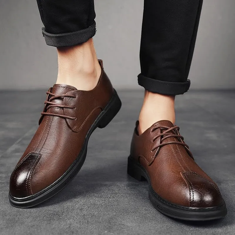 Dress Shoes for Men Lace Up Party Breathable Faux Leather Anti-Slip Slip Resistant Rubber Sole Party