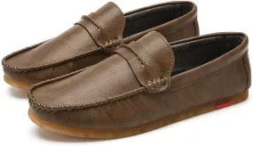 Easy to put and remove Driving Moccasins Smoking Loafer for Men Penny Loafer Vegan Leather Stitching Details Round Toe Rubber Sole Anti-Slip Flat Heel Lightweight Outdoor for all occasions ( Color : B