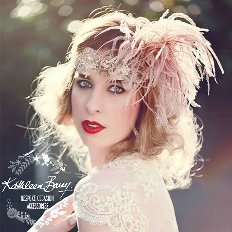 Gatsby style headband - 1920's  Champagne, ivory - color options available