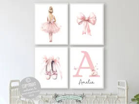 Girls Ballet Nursery Prints - Personalised Set 3