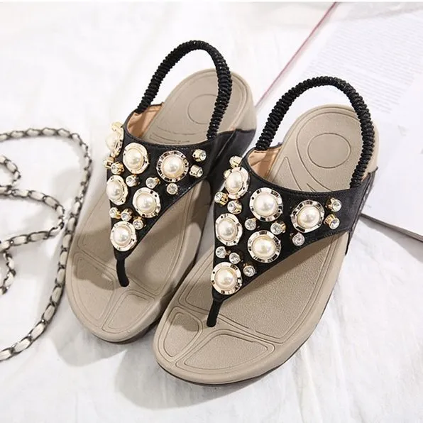 GRW Arch Support Sandals For Women Back Strap Soft Thong Rhinestone Bling Flip-flops Stylish Summer Season