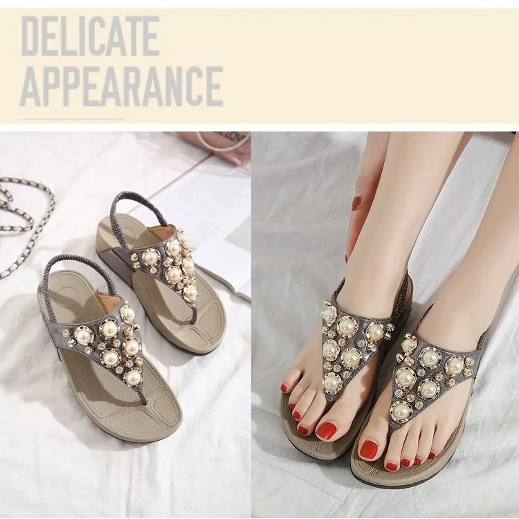 GRW Arch Support Sandals For Women Back Strap Soft Thong Rhinestone Bling Flip-flops Stylish Summer Season