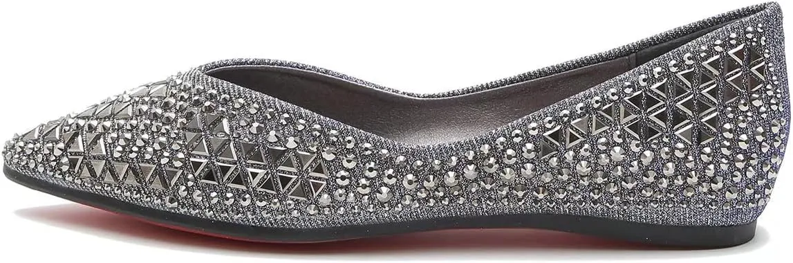 Hee grand Women's Slip On Ballet Flats Fashion Rhinestone Pointed Toe Shallow Flat Shoes Wedding Shoes for Party Wedding Shoes for Party
