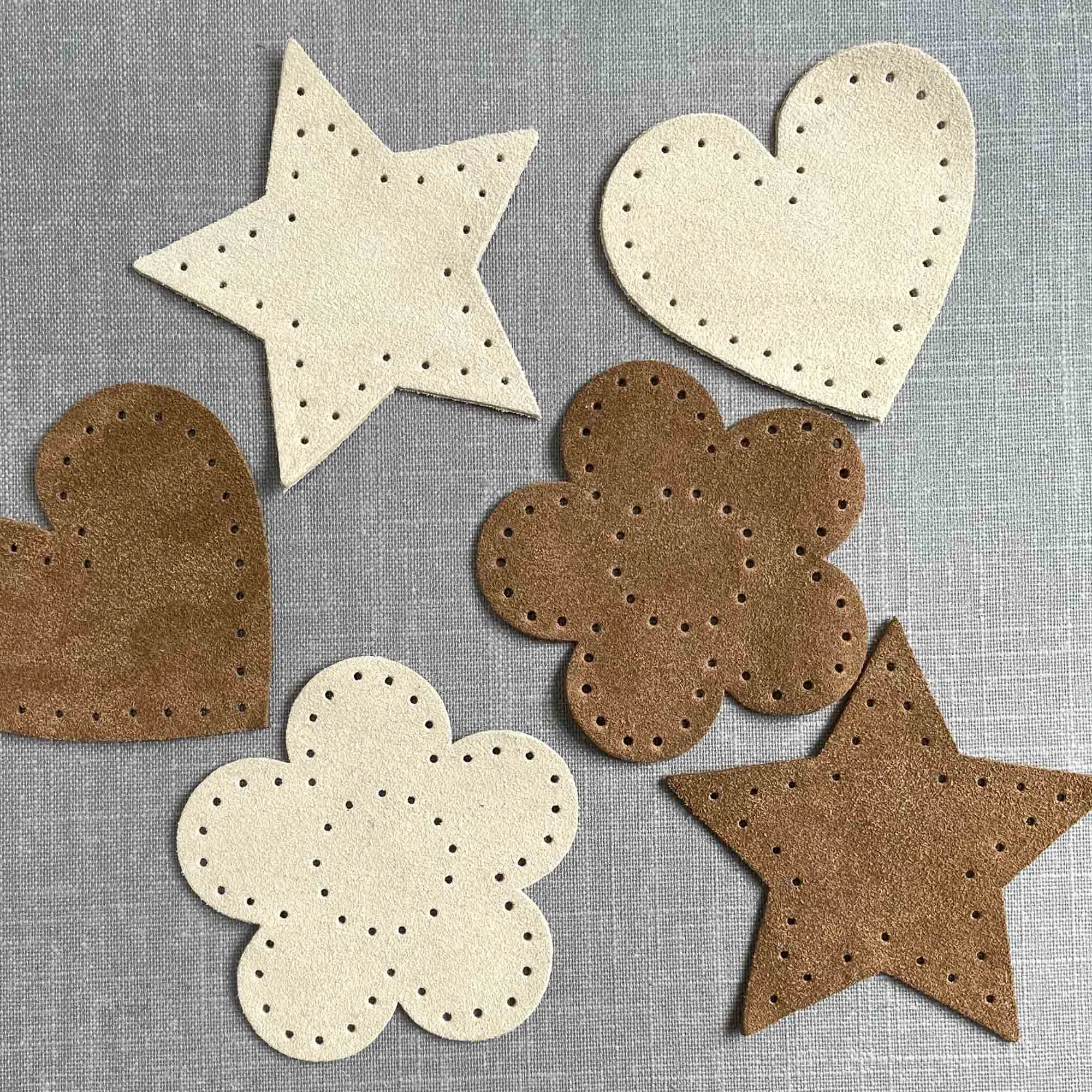 Joe's Toes Big Suede Heart Patches with punched holes