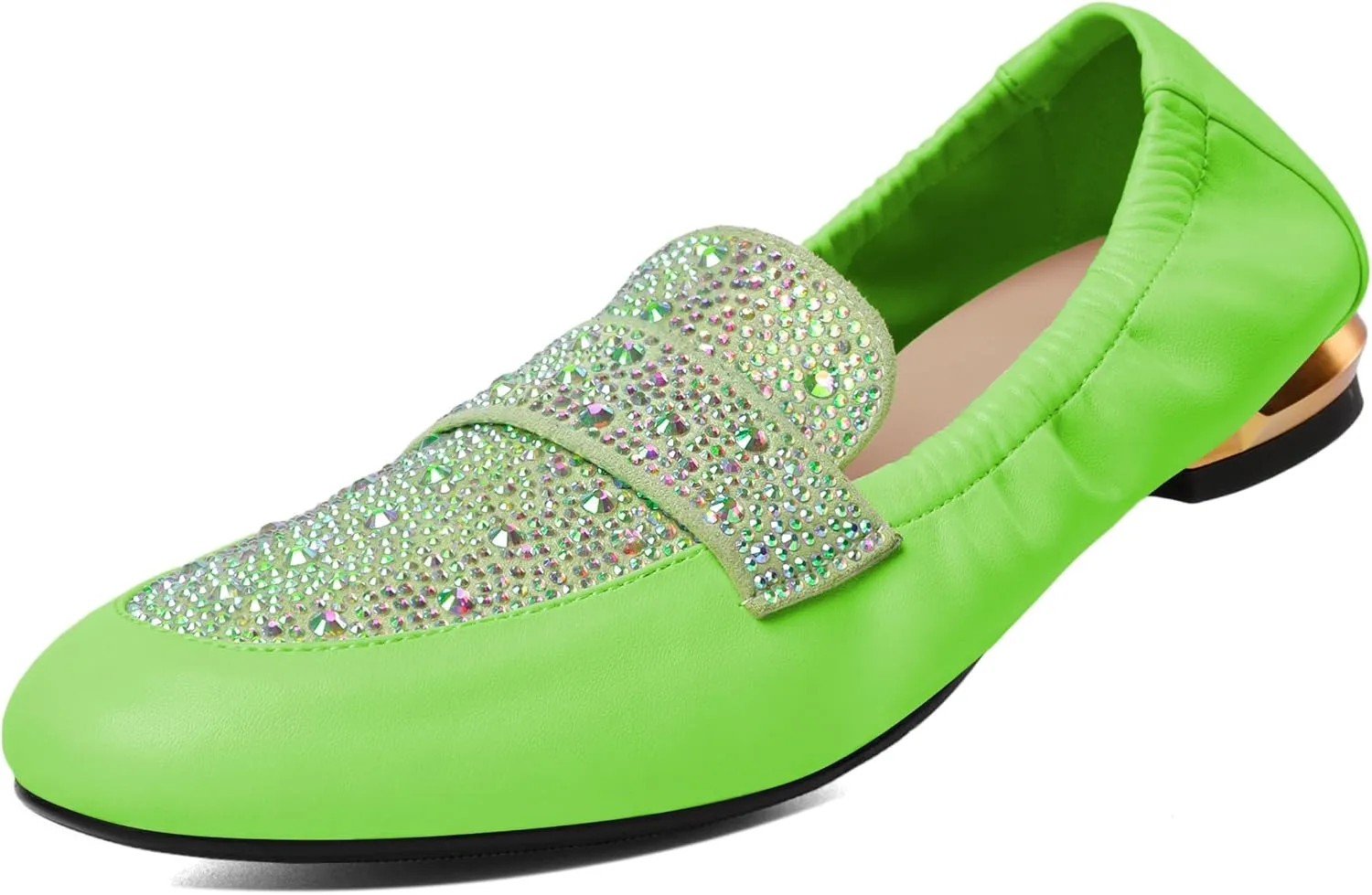 Joseywade Women's Ballet Flat Shoes Round Toe Slip On Rhinstone Walking Flats Cute Casual Low Comfort Soft Dress Shoes