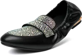 Joseywade Women's Ballet Flat Shoes Round Toe Slip On Rhinstone Walking Flats Cute Casual Low Comfort Soft Dress Shoes
