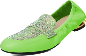 Joseywade Women's Ballet Flat Shoes Round Toe Slip On Rhinstone Walking Flats Cute Casual Low Comfort Soft Dress Shoes