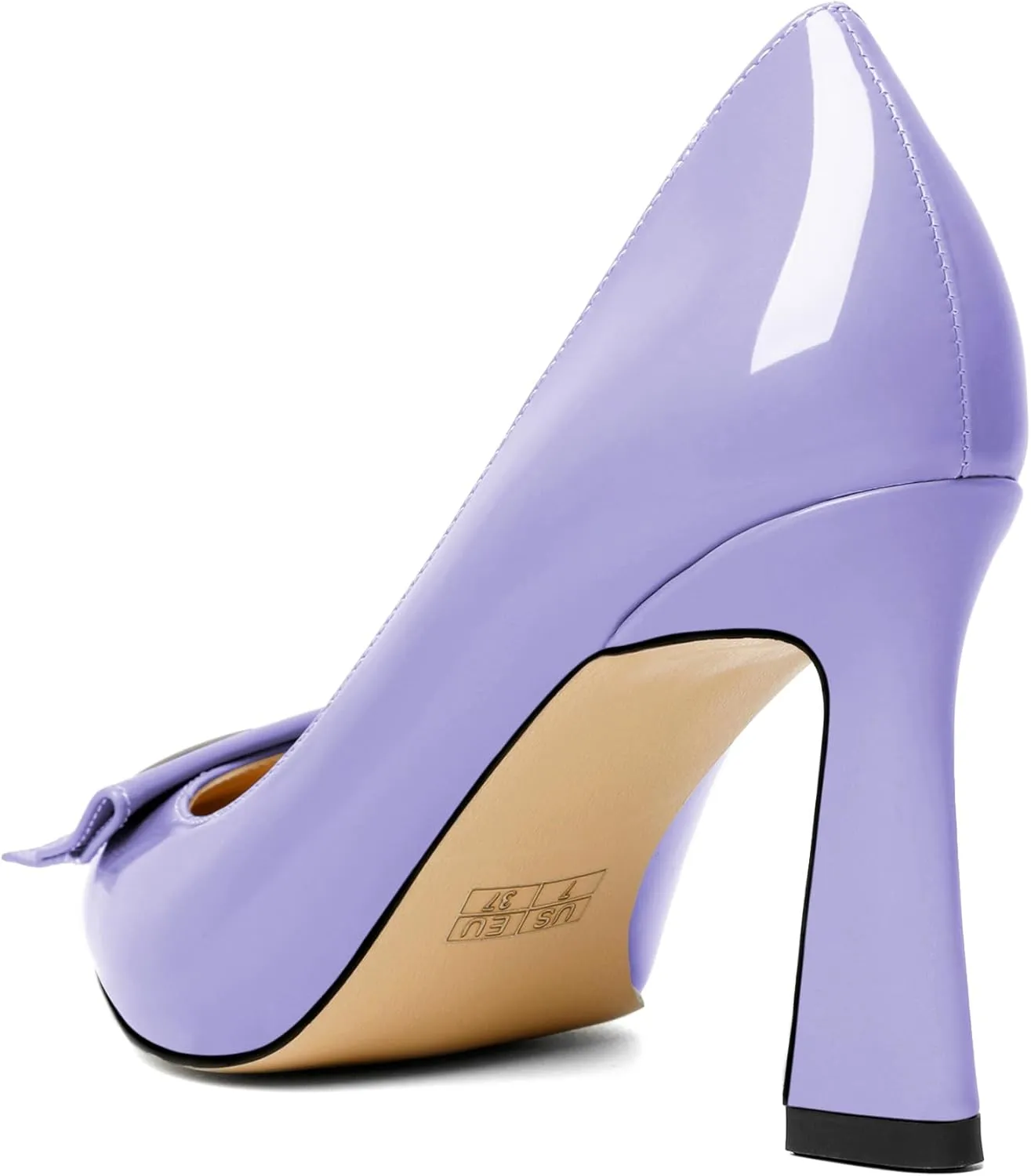 Joseywade Womens High Stilettos Heels Pointed Toe Pumps Slip-on Closed Toe Bow Buckle 3.5 Inch Dress Shoes