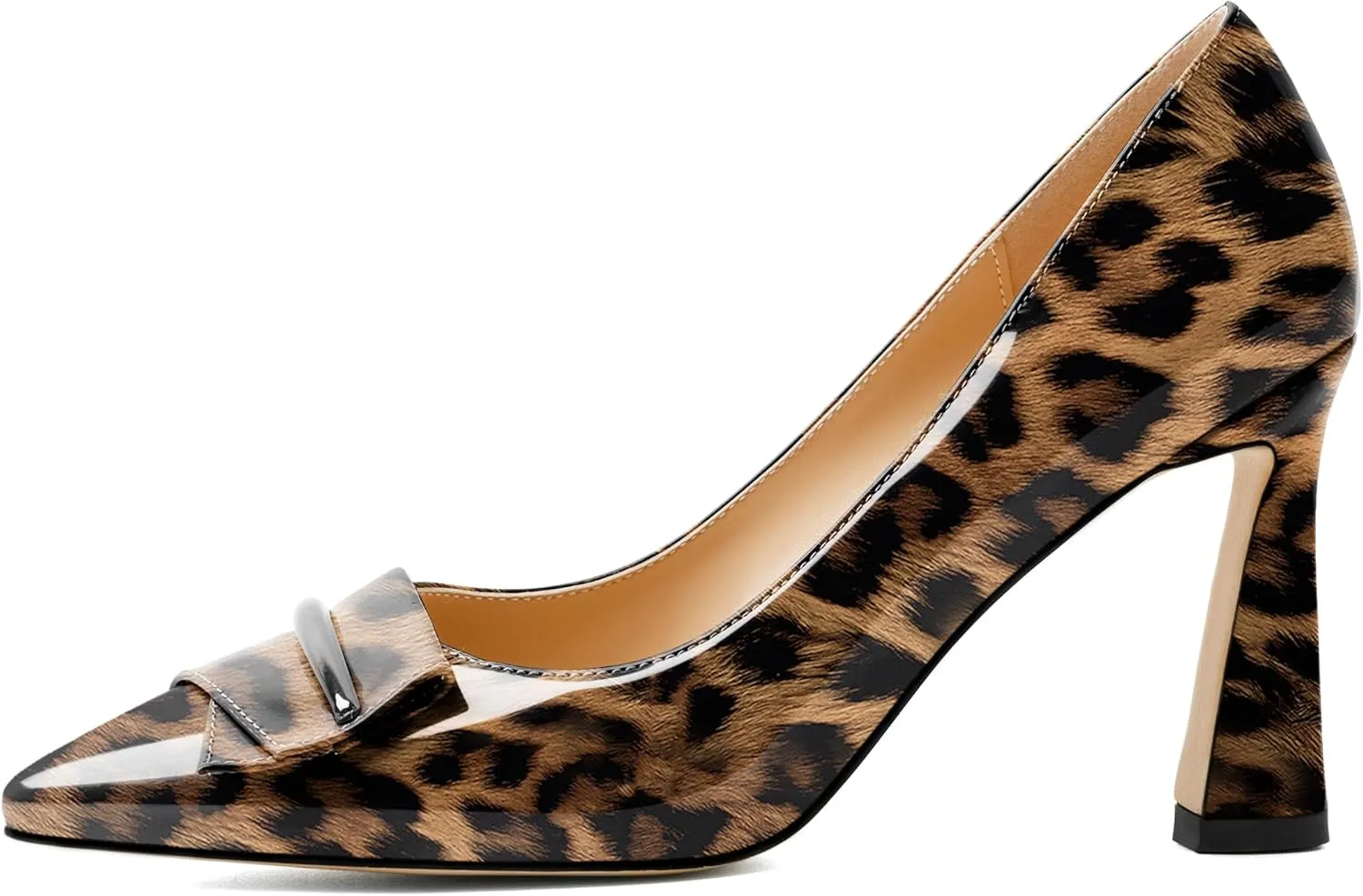 Joseywade Womens High Stilettos Heels Pointed Toe Pumps Slip-on Closed Toe Bow Buckle 3.5 Inch Dress Shoes