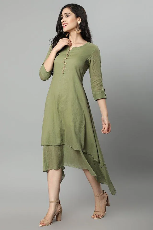 Khaki Mul Cotton Hunter Dress