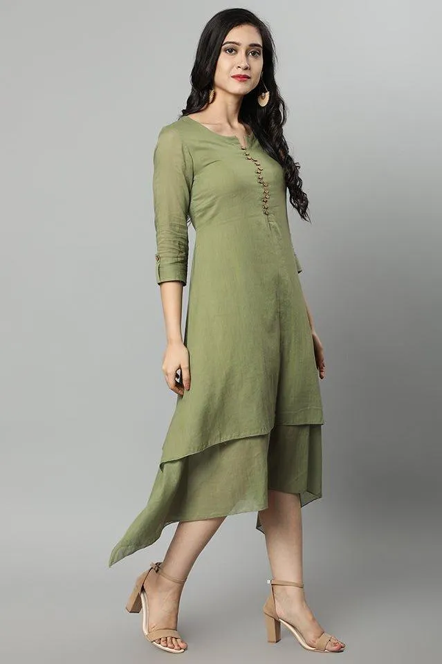 Khaki Mul Cotton Hunter Dress