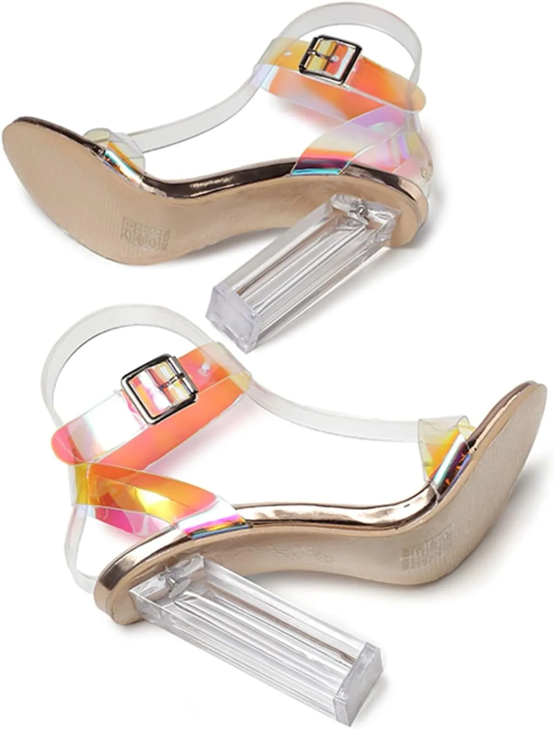 Ladies Sandal Open Toe Clear Heels Ankle Strap Pumps High Heel Block Heels Dress Sandals For Weddings Part Daily