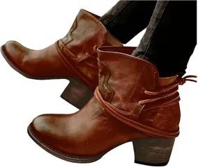 Lausiuoe Booties For Women Low Heel Comfortable Ankle Boots Slip on Chunky Stacked Wide Width Dressy Western Short Boots