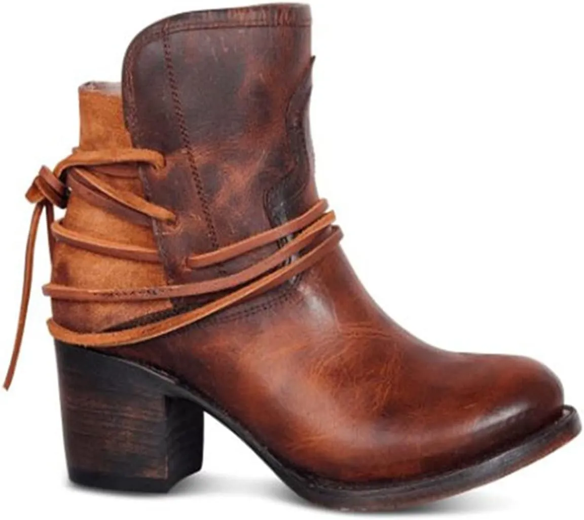 Lausiuoe Booties For Women Low Heel Comfortable Ankle Boots Slip on Chunky Stacked Wide Width Dressy Western Short Boots